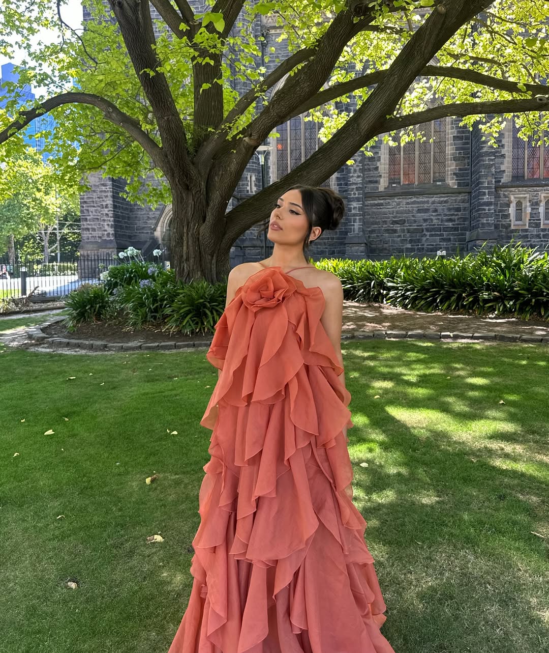 dress with layers of ruffles Caterina Strapless Tiered Ruffle Maxi Dress