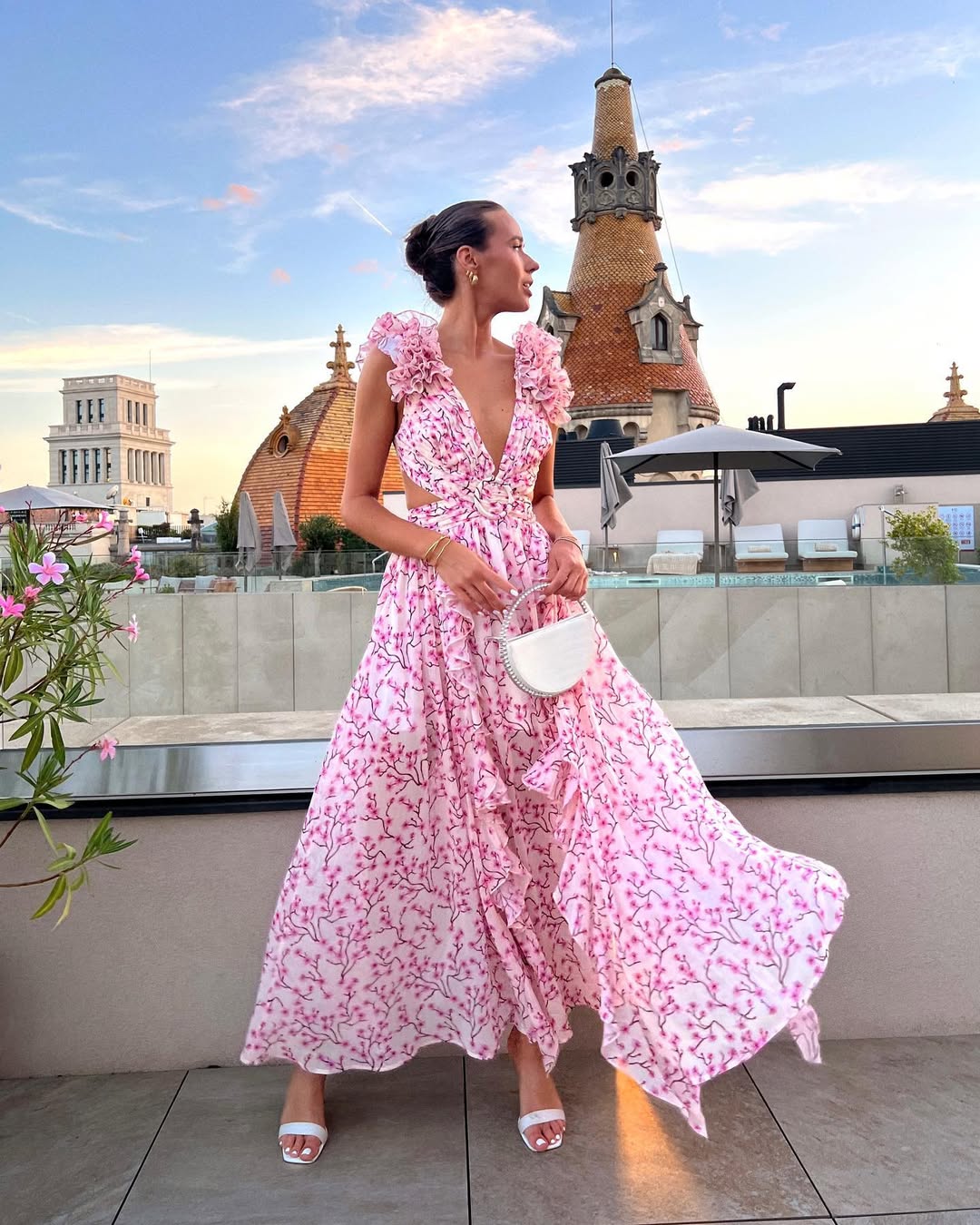 cut out maxi dress wedding guest Women's Floral Sleeveless Cut-Out Maxi Wedding Guest Dress