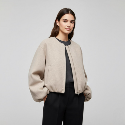 Long Sleeve Zipper Crop Top Jacket | LouLou Couture