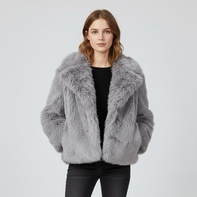 Classy Long Sleeve Fuzzy Coat | LouLou Couture
