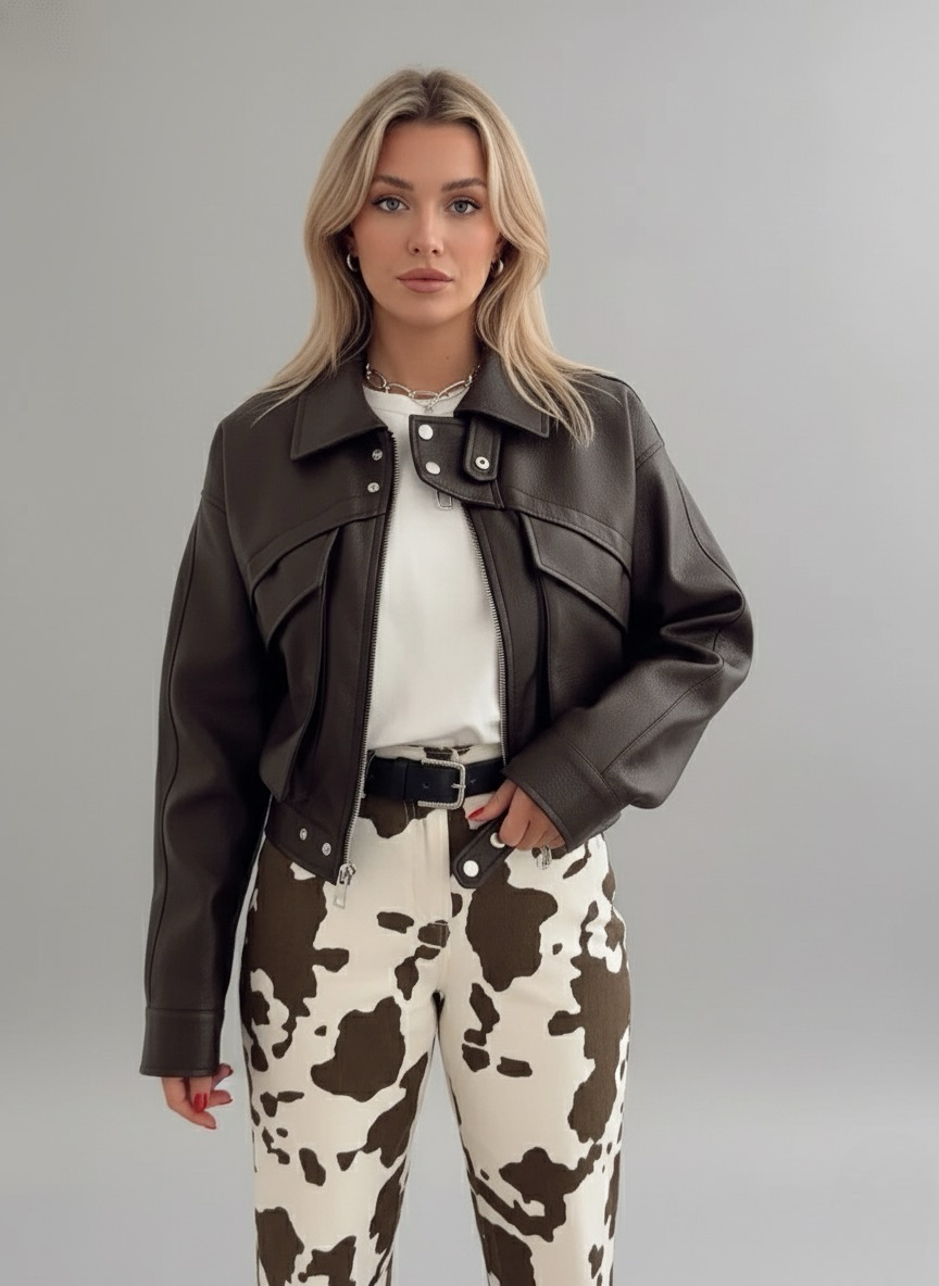 Brown Leather Bomber | LouLou Couture