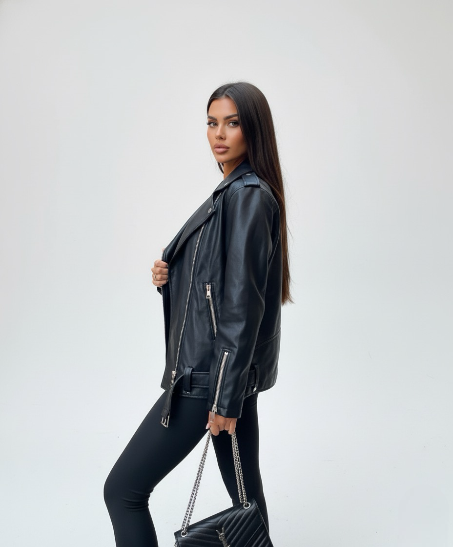 Black Steffie Leather Jacket | LouLou Couture