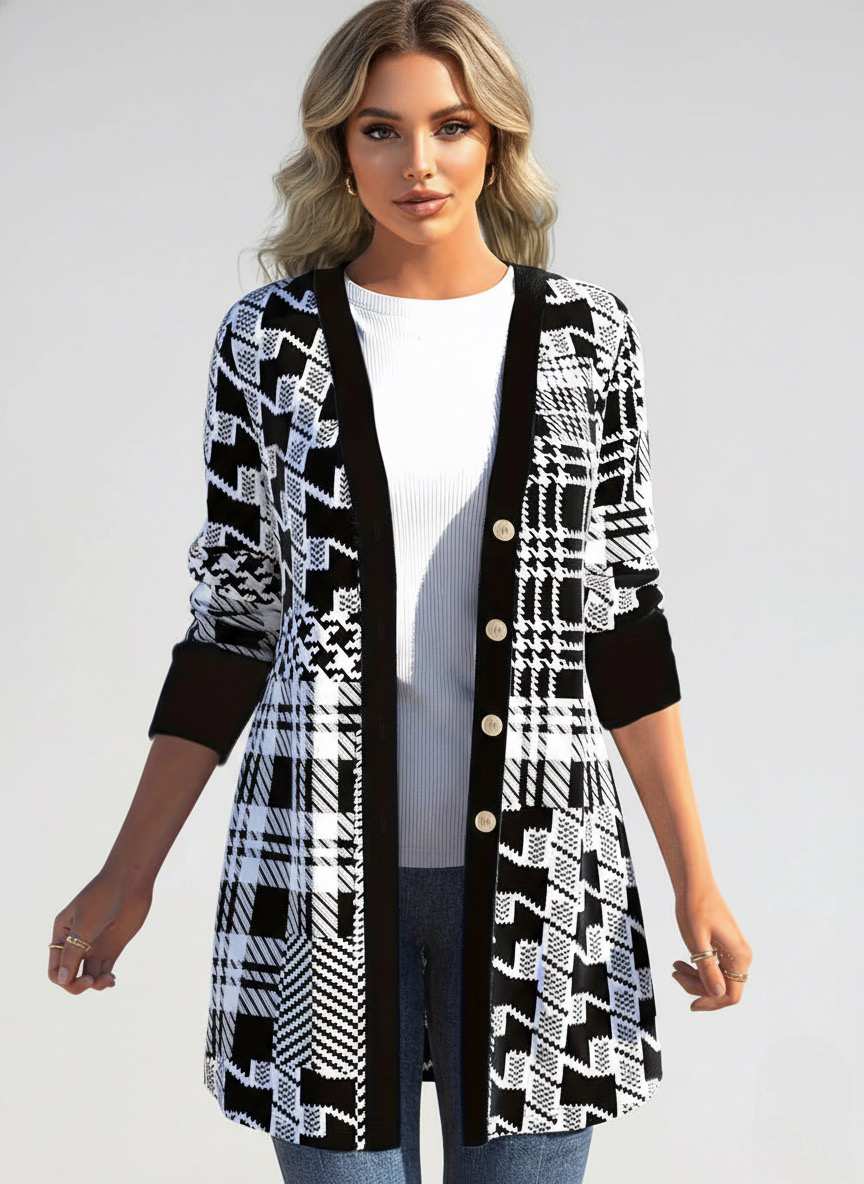 Sleek Geo-Print Cardigan | LouLou Couture