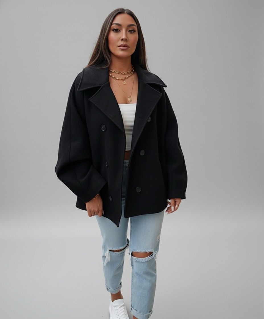 Black Oversized Joana Jacket | LouLou Couture