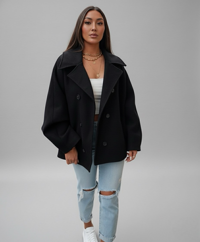 Black Oversized Joana Jacket | LouLou Couture