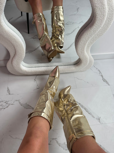 Gold Leather Boots | LouLou Couture
