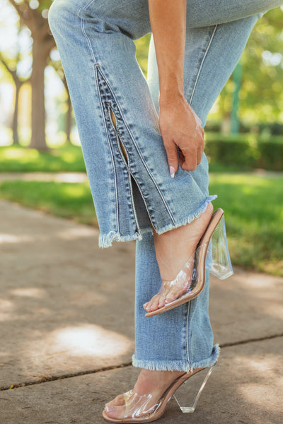 Flared Legs with Slits in Blue | LouLou Couture