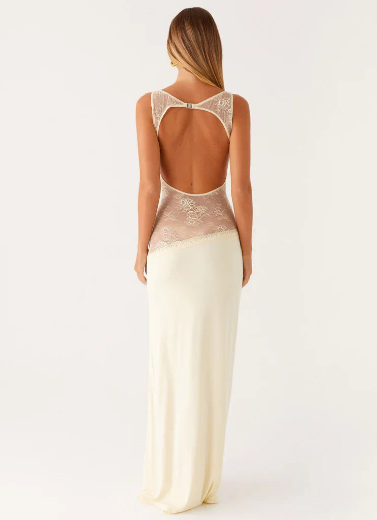 lucinda maxi dress Open Back Lace Panel Maxi Dress