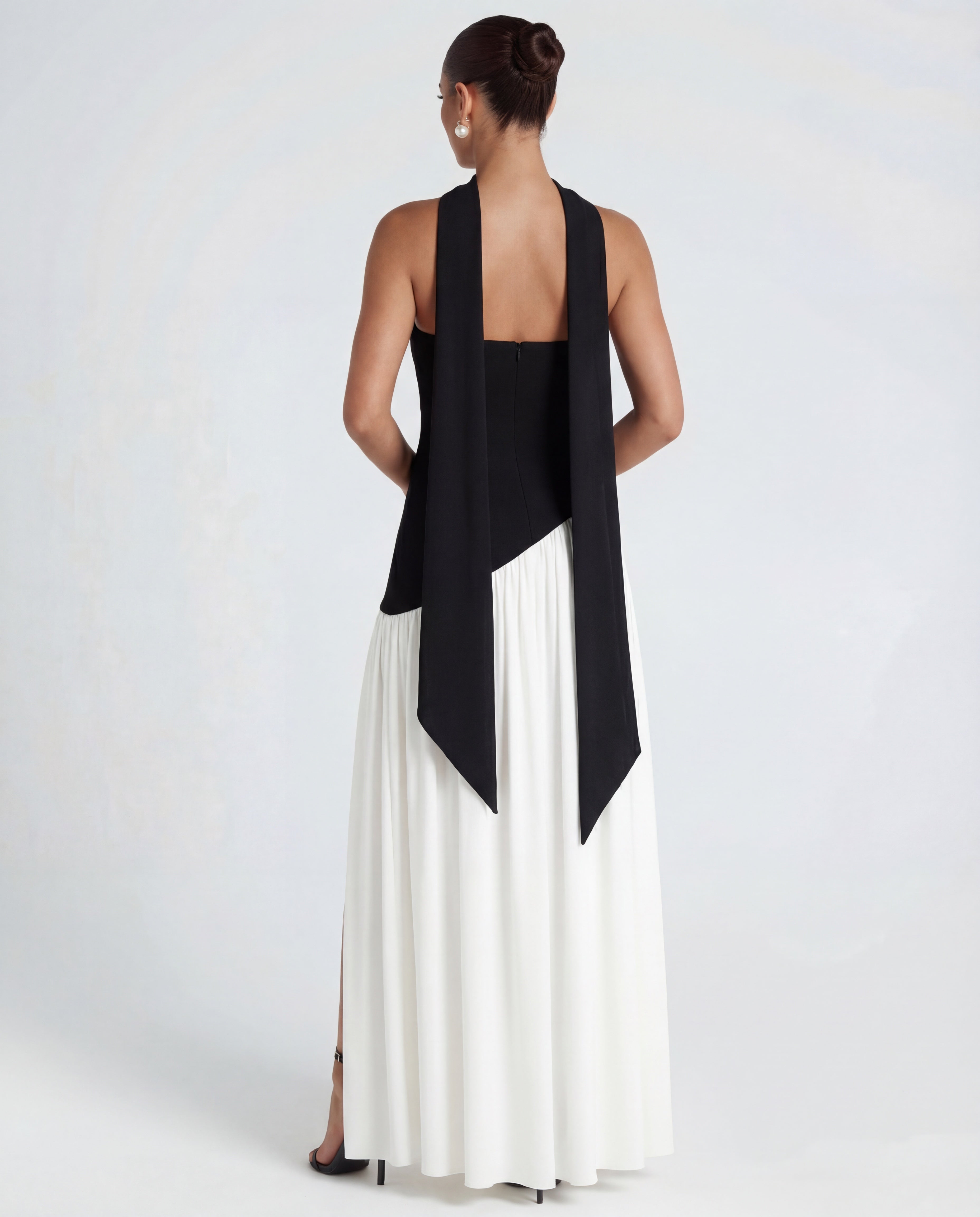 chinese dress ladies Women's Aveline Halter Spandex Maxi Dress XS/S/M/L/XL/Customize Black &  White MEAN BLVD