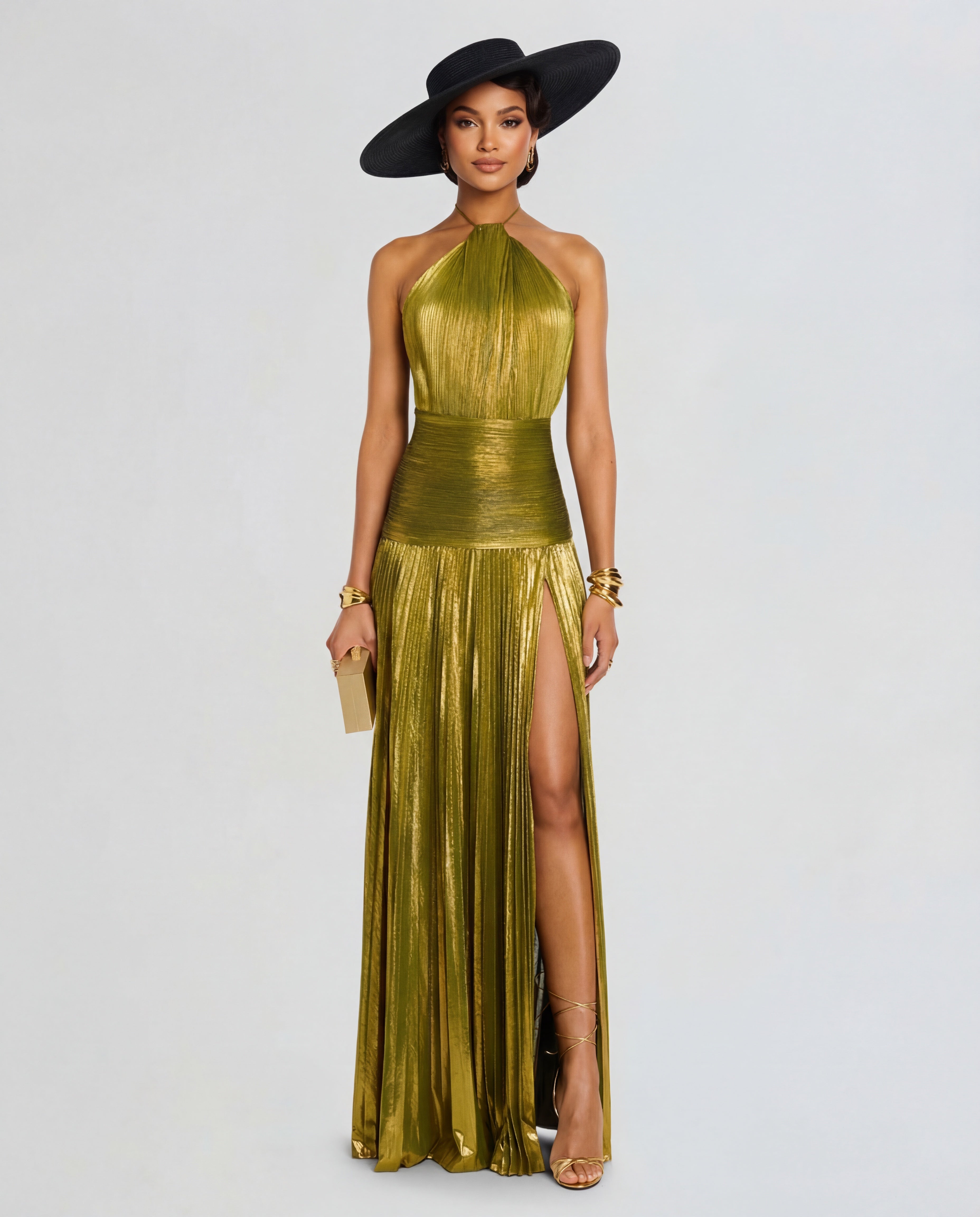 Talia | Luminous Metallic Halter Maxi Dress Talia | Luminous Metallic Halter Maxi Dress