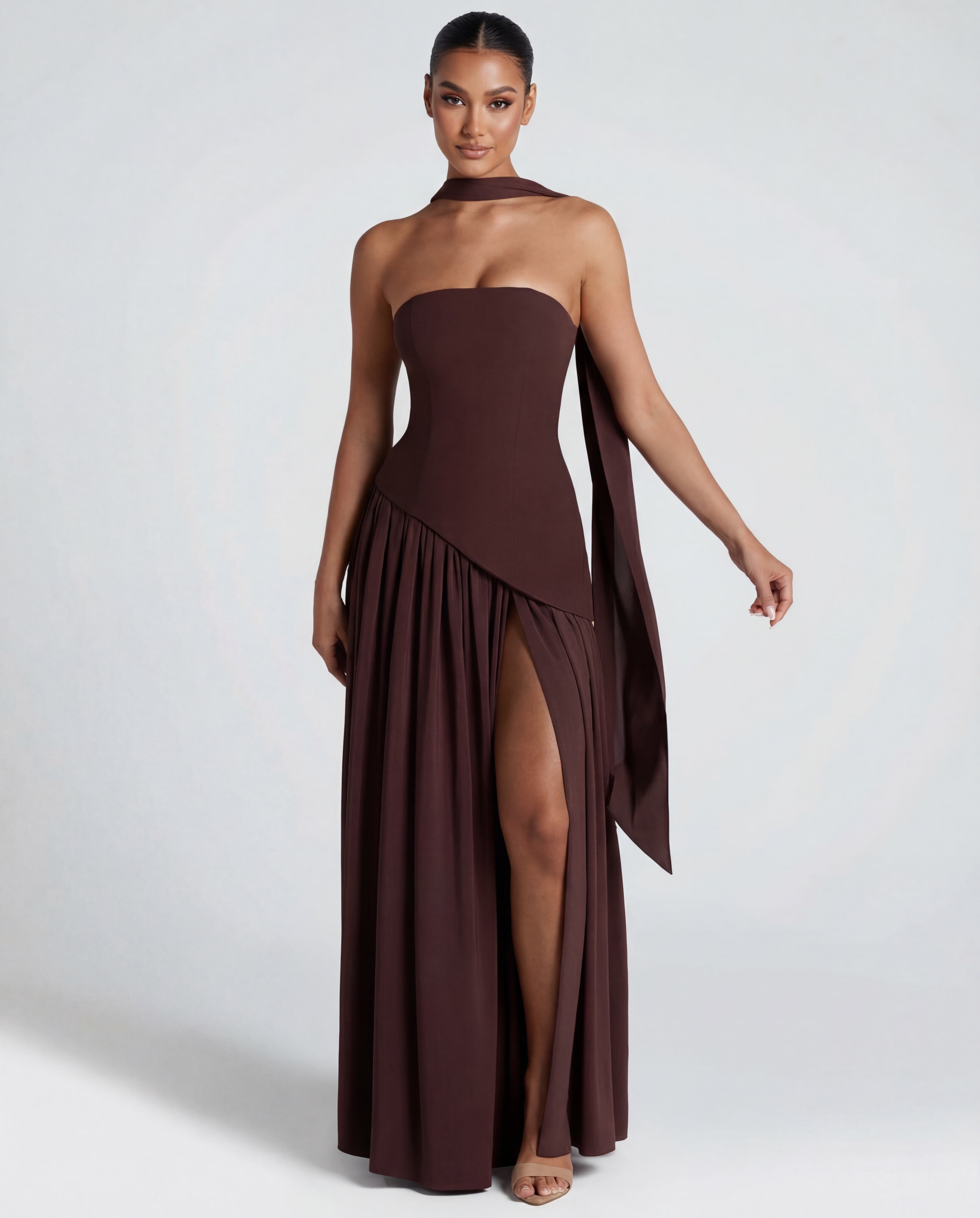 Aveline | Strapless Maxi Dress Thigh-High Split Aveline | Strapless Maxi Dress Thigh-High Split