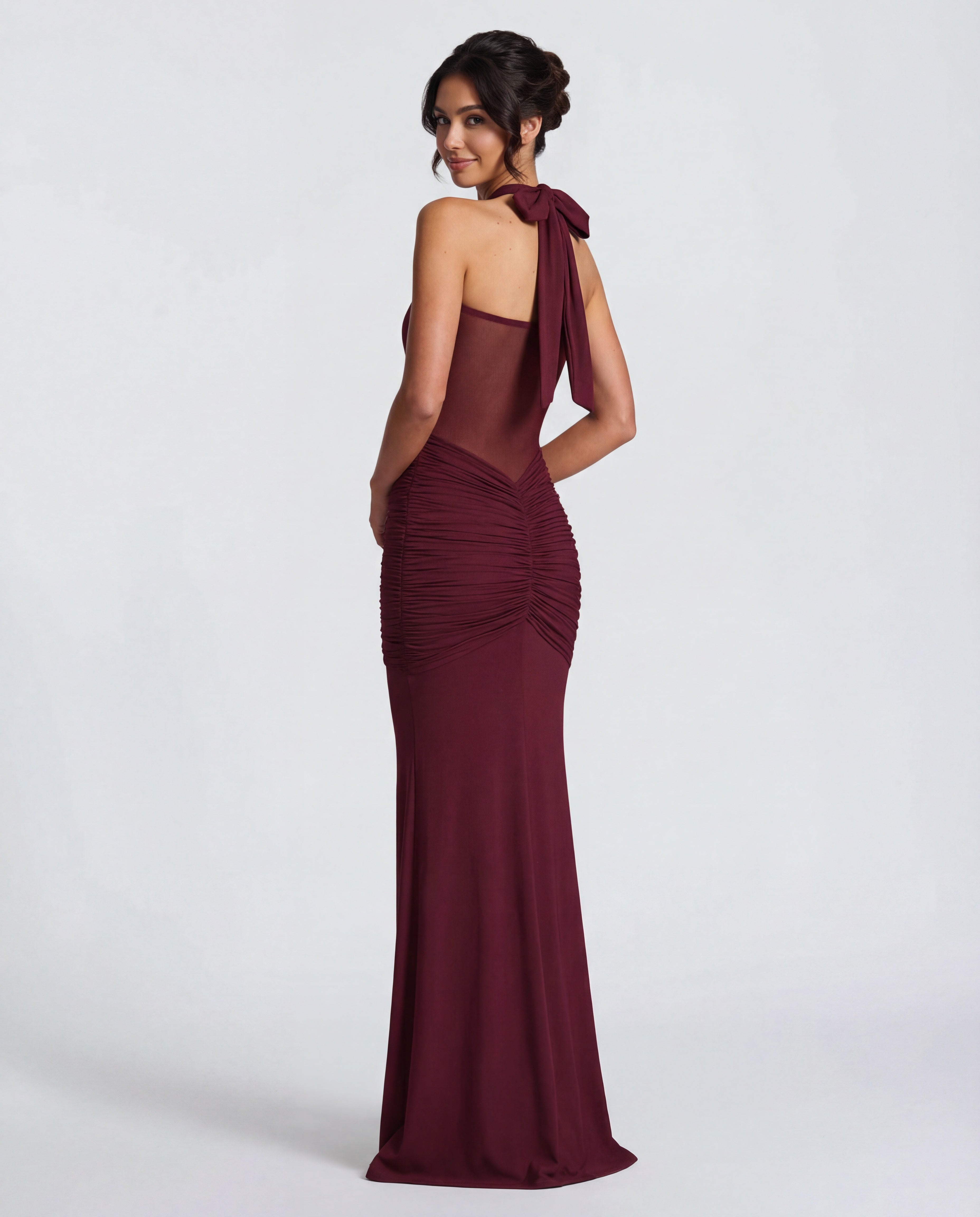 Radiant Yellow Halter Neck Ruched Maxi Dress