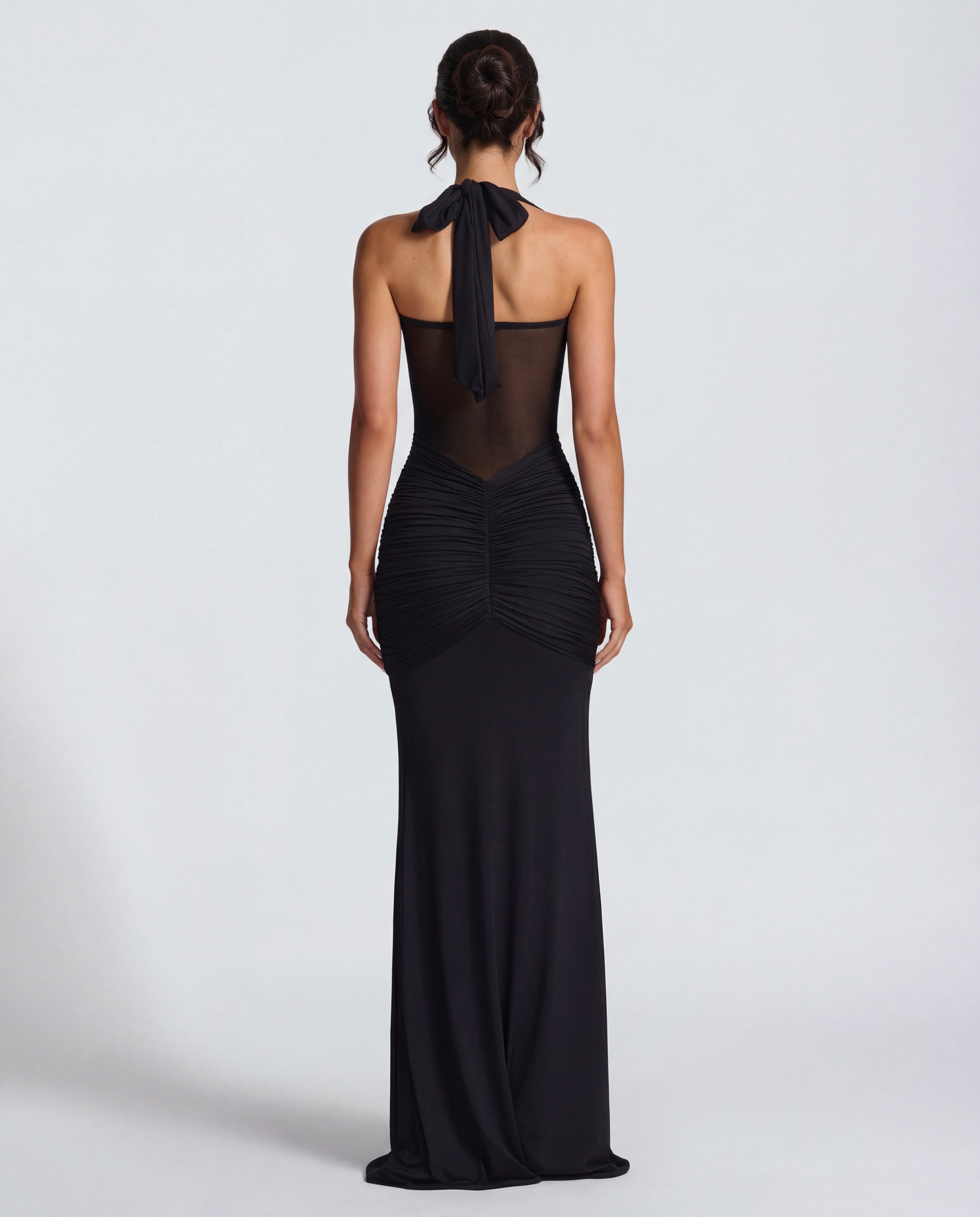 Radiant Yellow Halter Neck Ruched Maxi Dress