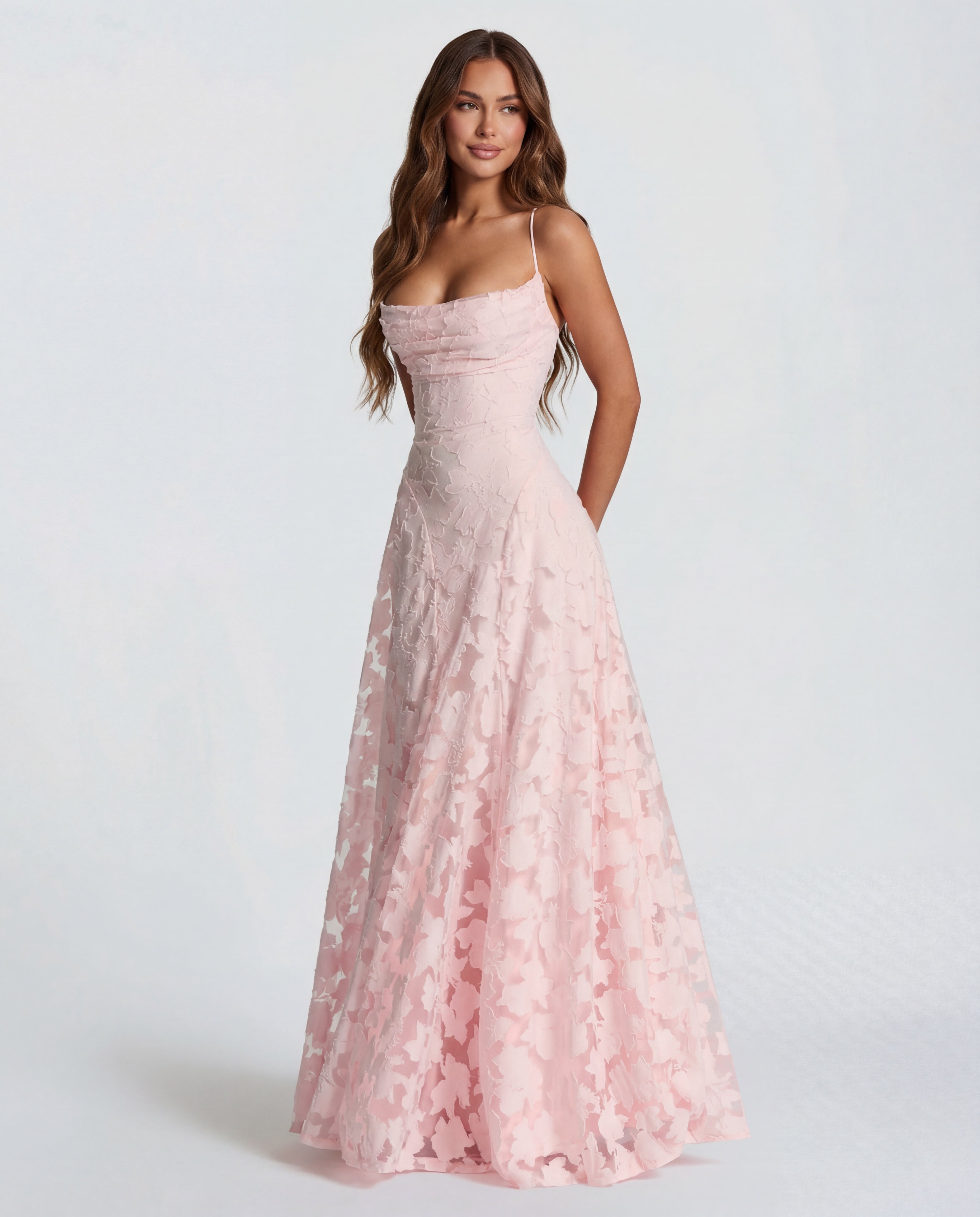Sofia | Spaghetti Strap Straight Neckline Floral Lace Maxi Dress Sofia | Spaghetti Strap Straight Neckline Floral Lace Maxi Dress