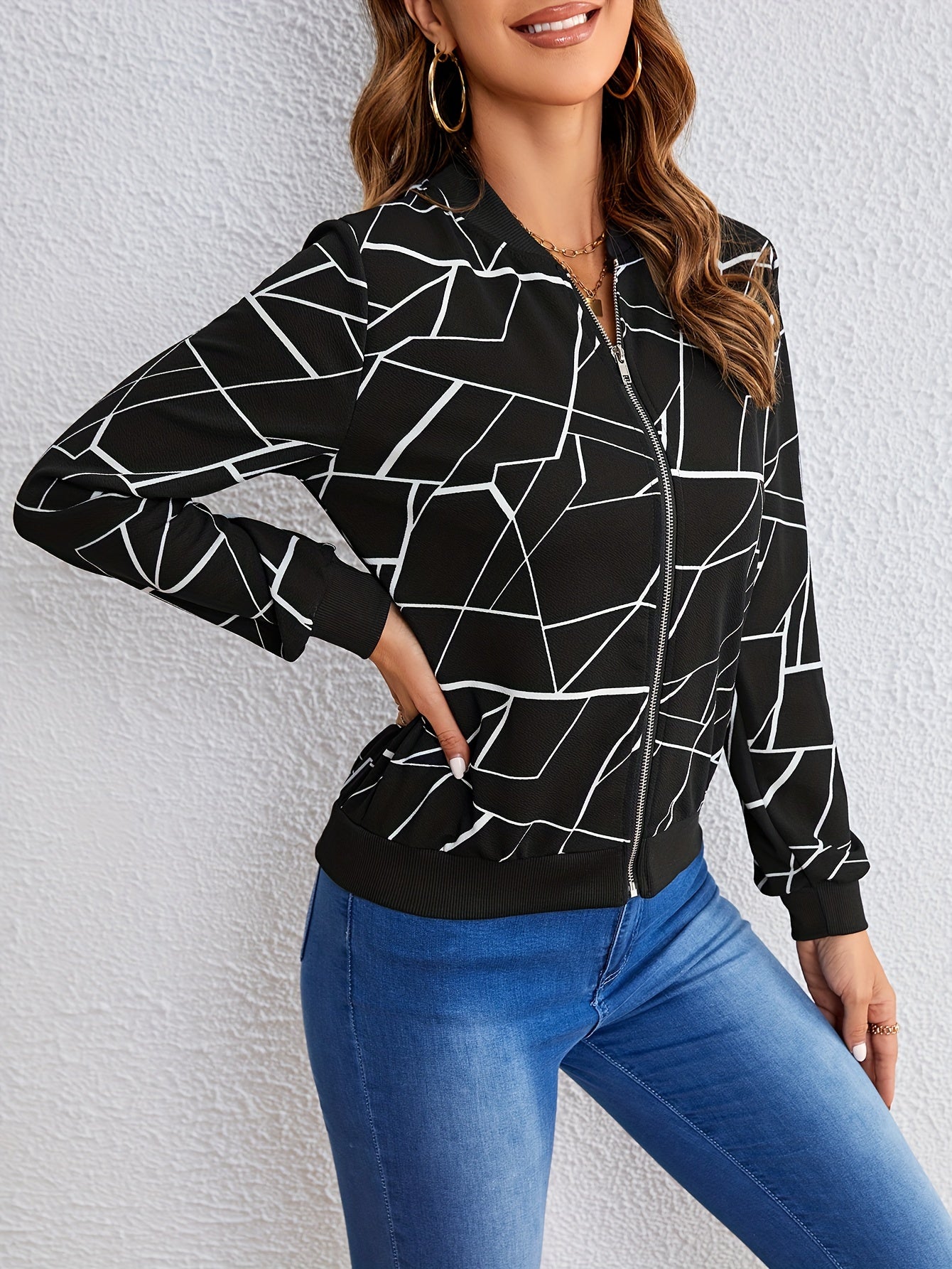 Artistic Pattern Zip-Up Jacket | LouLou Couture