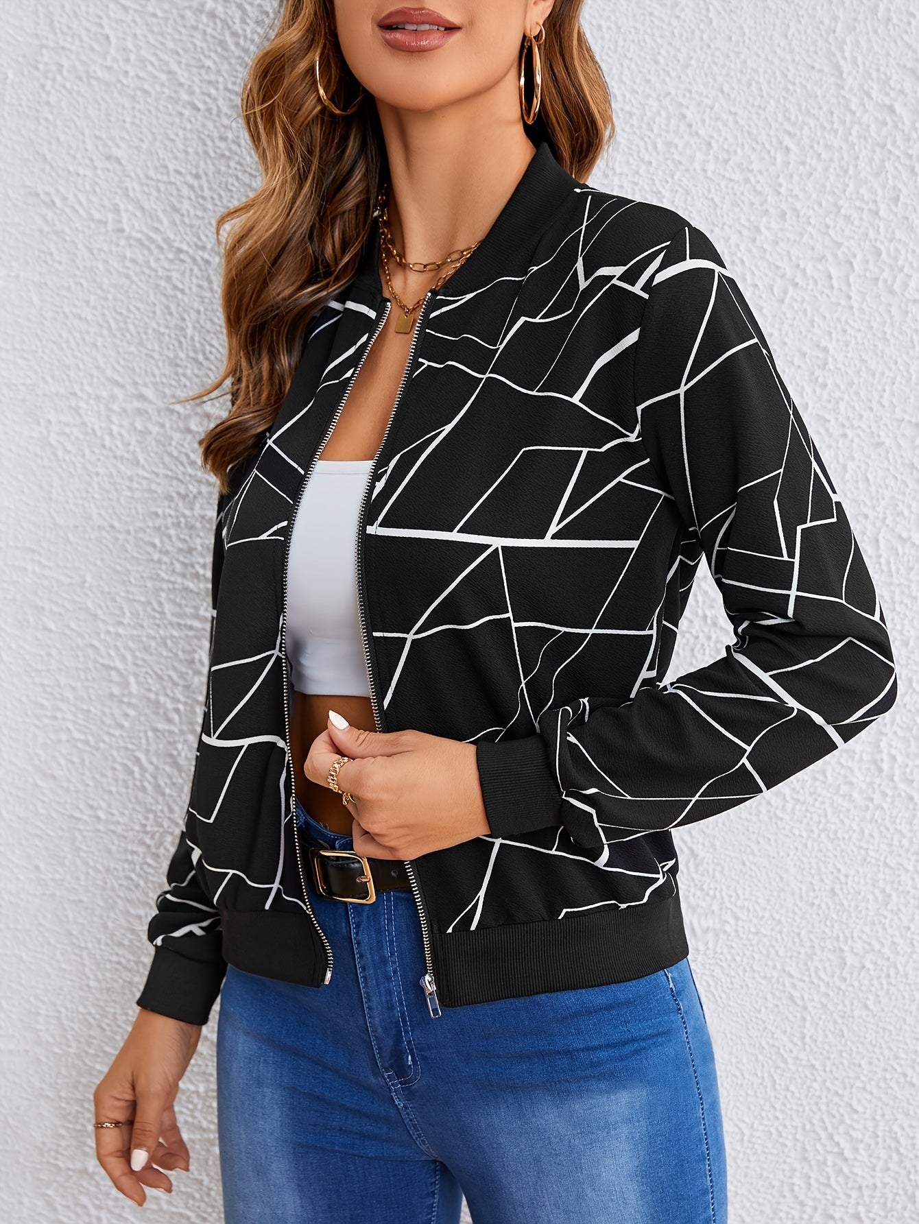 Artistic Pattern Zip-Up Jacket | LouLou Couture