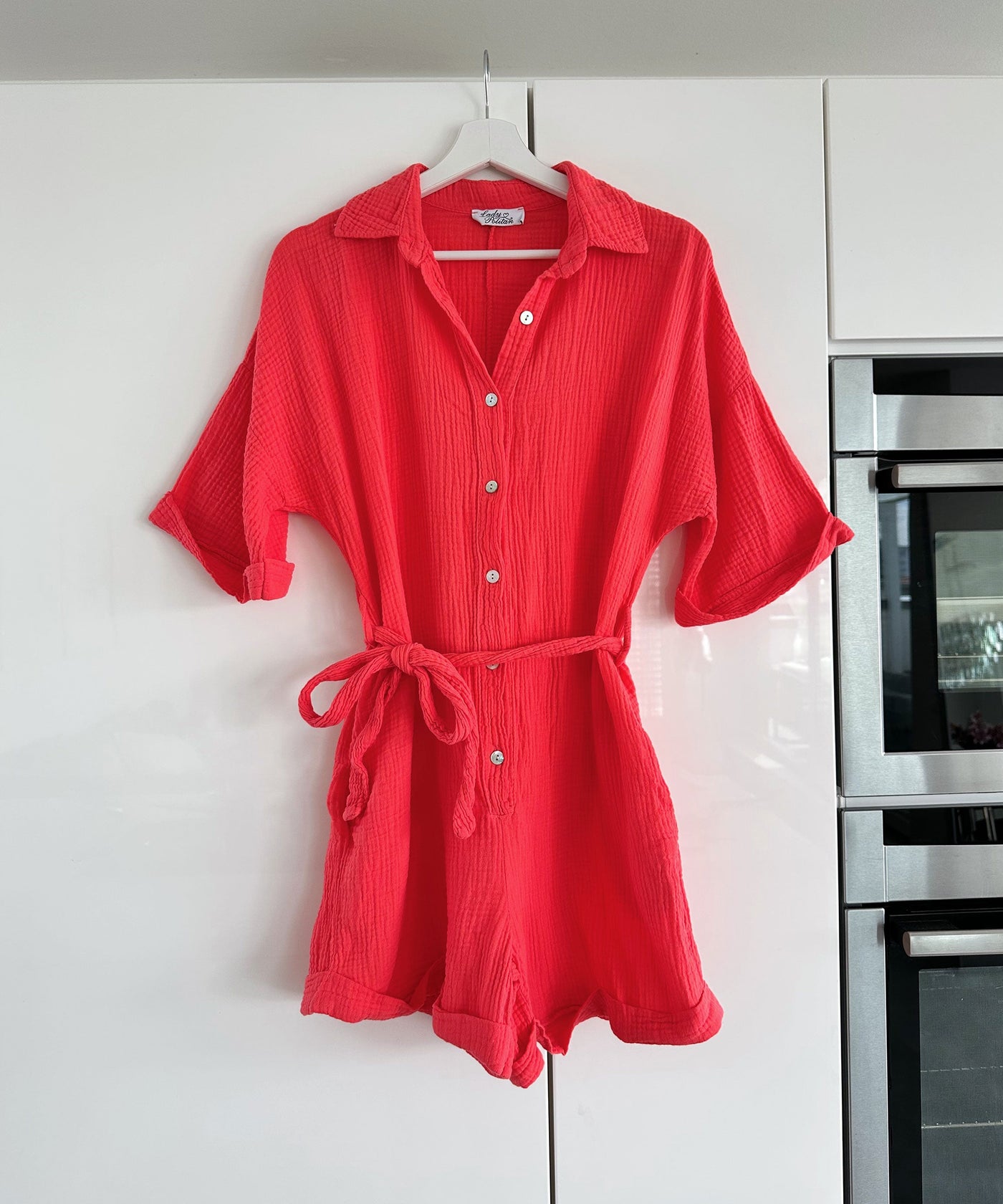 Red Cotton Jumpsuit | LouLou Couture