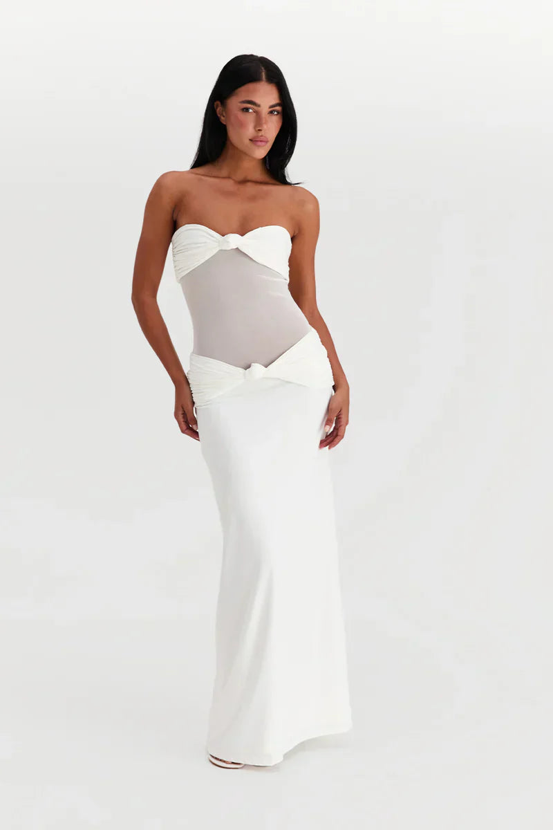 Twist-Knot Mesh Panel Maxi Dress Twist-Knot Mesh Panel Maxi Dress