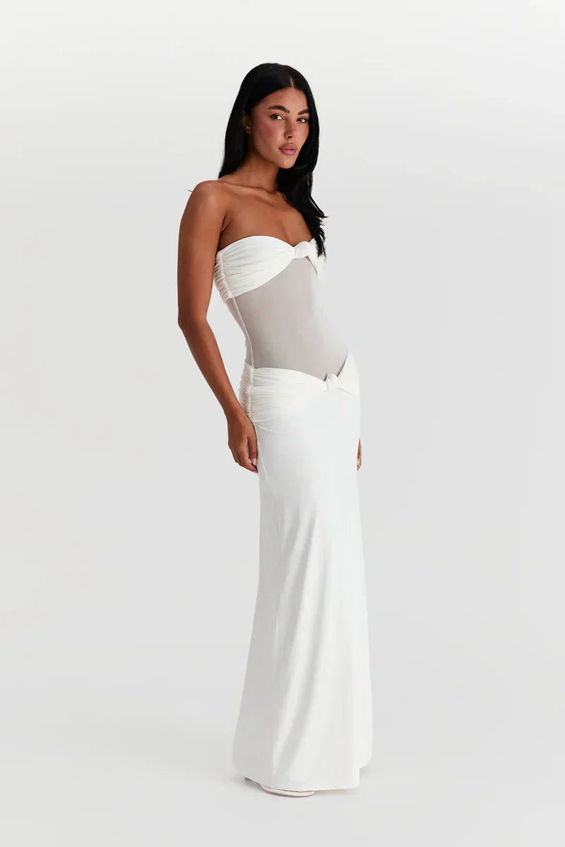 dress mesh panel Cyrielle Black Mesh Panel Knit Maxi Dress, M / Black
