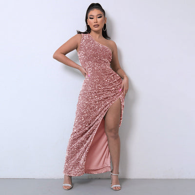 Glamour One-Shoulder Sequin Dress | LouLou Couture