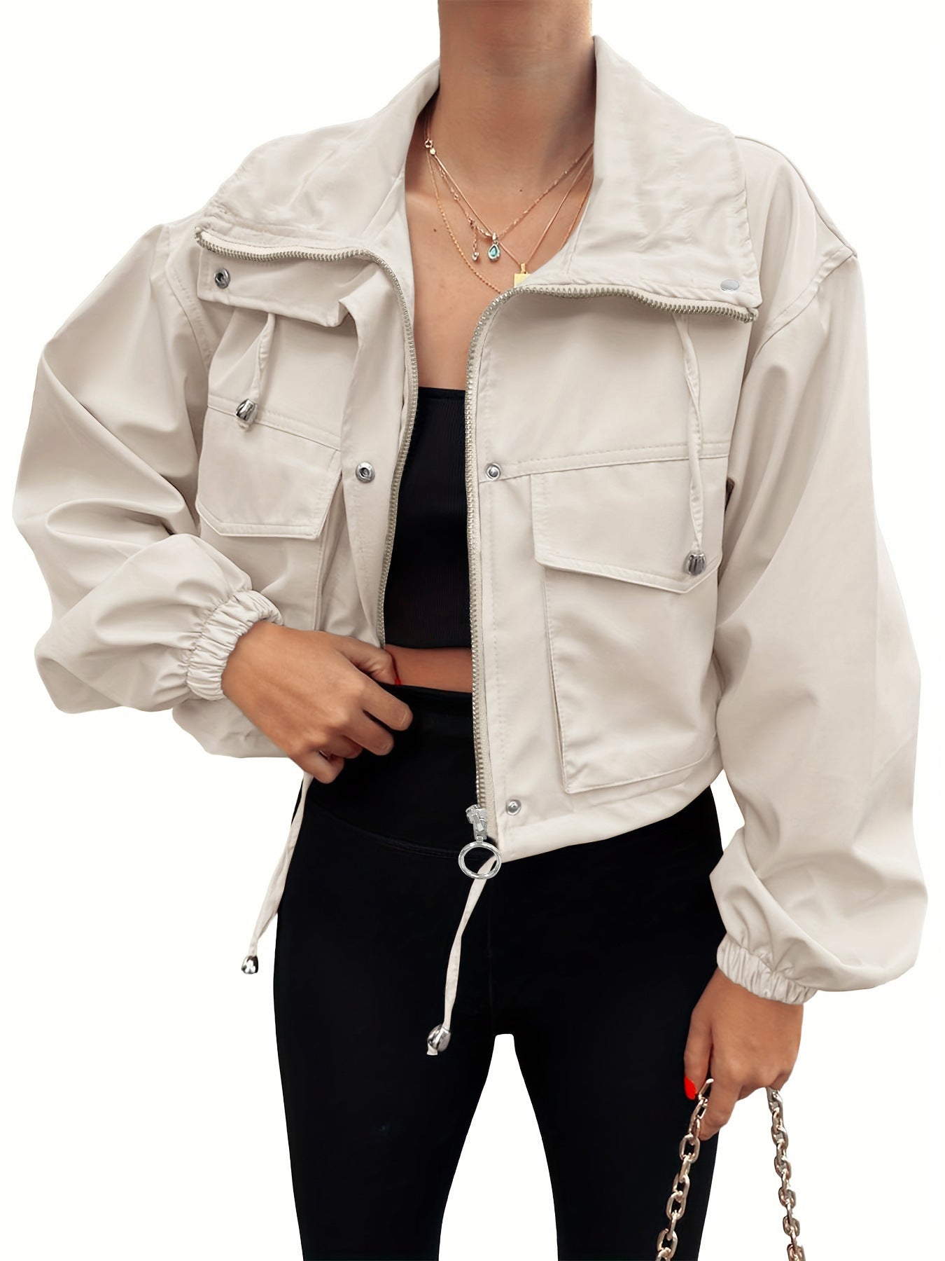 Lightweight Zip-Up Cropped Jacket | LouLou Couture