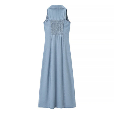 Classic Buttoned Down Deep V-Neck Maxi Dress | LouLou Couture