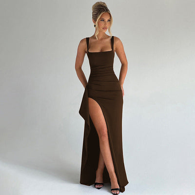 Elegant Formal Slip Maxi Dress with Open Back | LouLou Couture