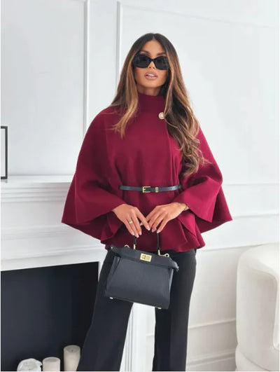 Stylish High Neck Cape Jacket | LouLou Couture