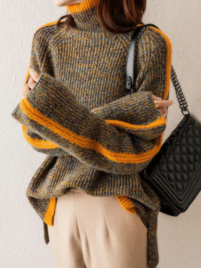 Cozy Stripe Turtleneck Sweater | LouLou Couture