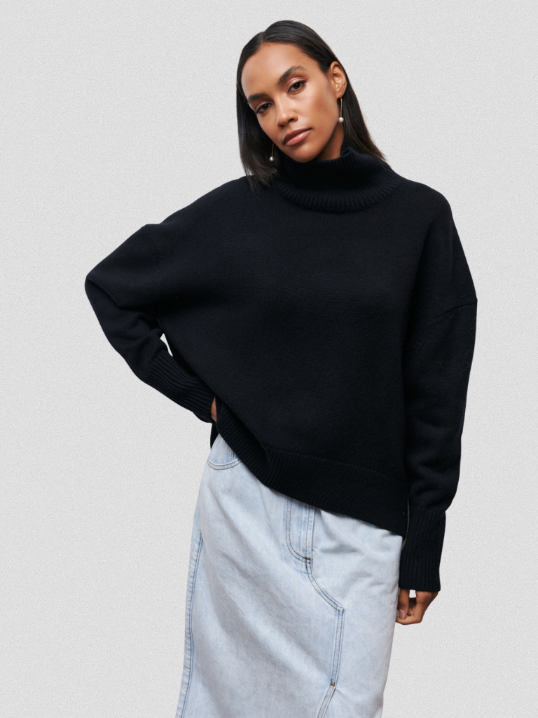 High Collar Knit Sweater | LouLou Couture