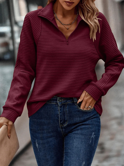 Janita Ribbed Half-Zip Sweater | LouLou Couture