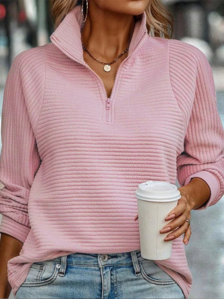 Janita Ribbed Half-Zip Sweater | LouLou Couture