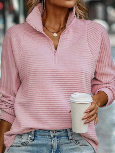 Janita Ribbed Half-Zip Sweater | LouLou Couture