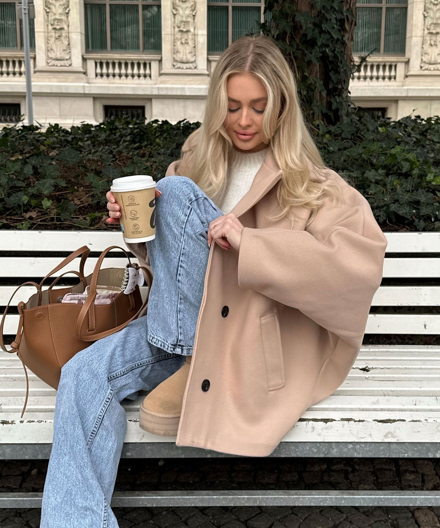 Beige Oversized Joana Jacket | LouLou Couture