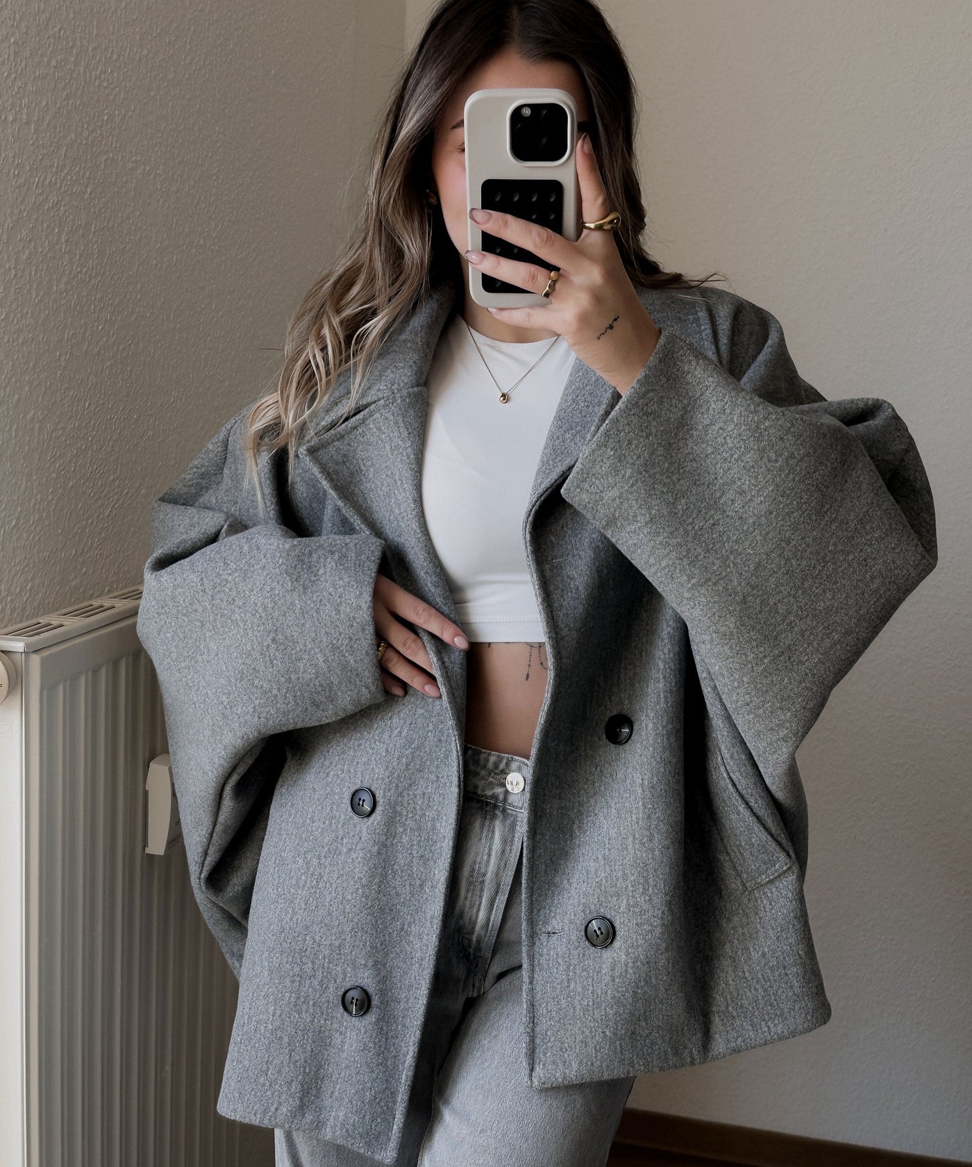 Grey Oversized Joana Jacket | LouLou Couture