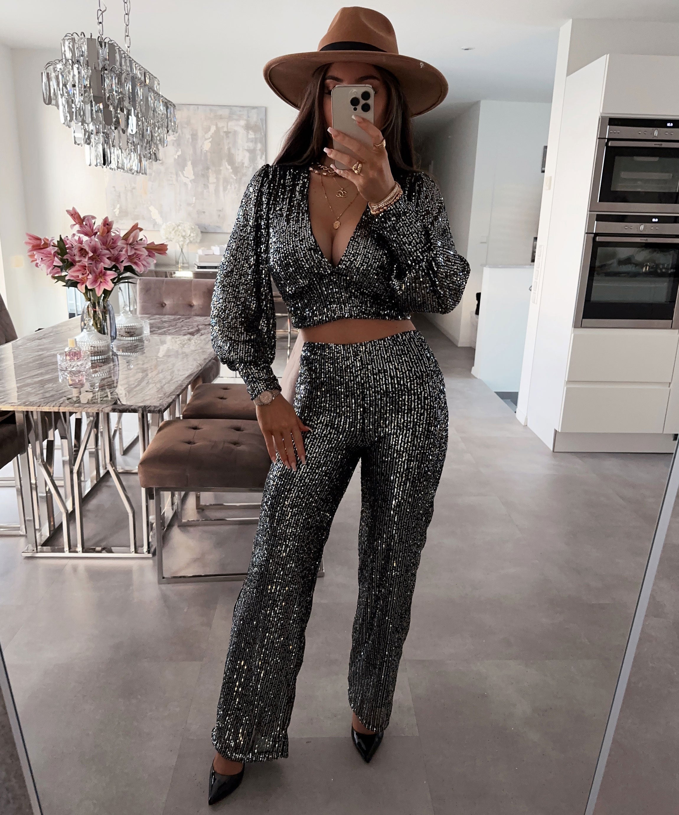 Grey Glitter Pants | LouLou Couture