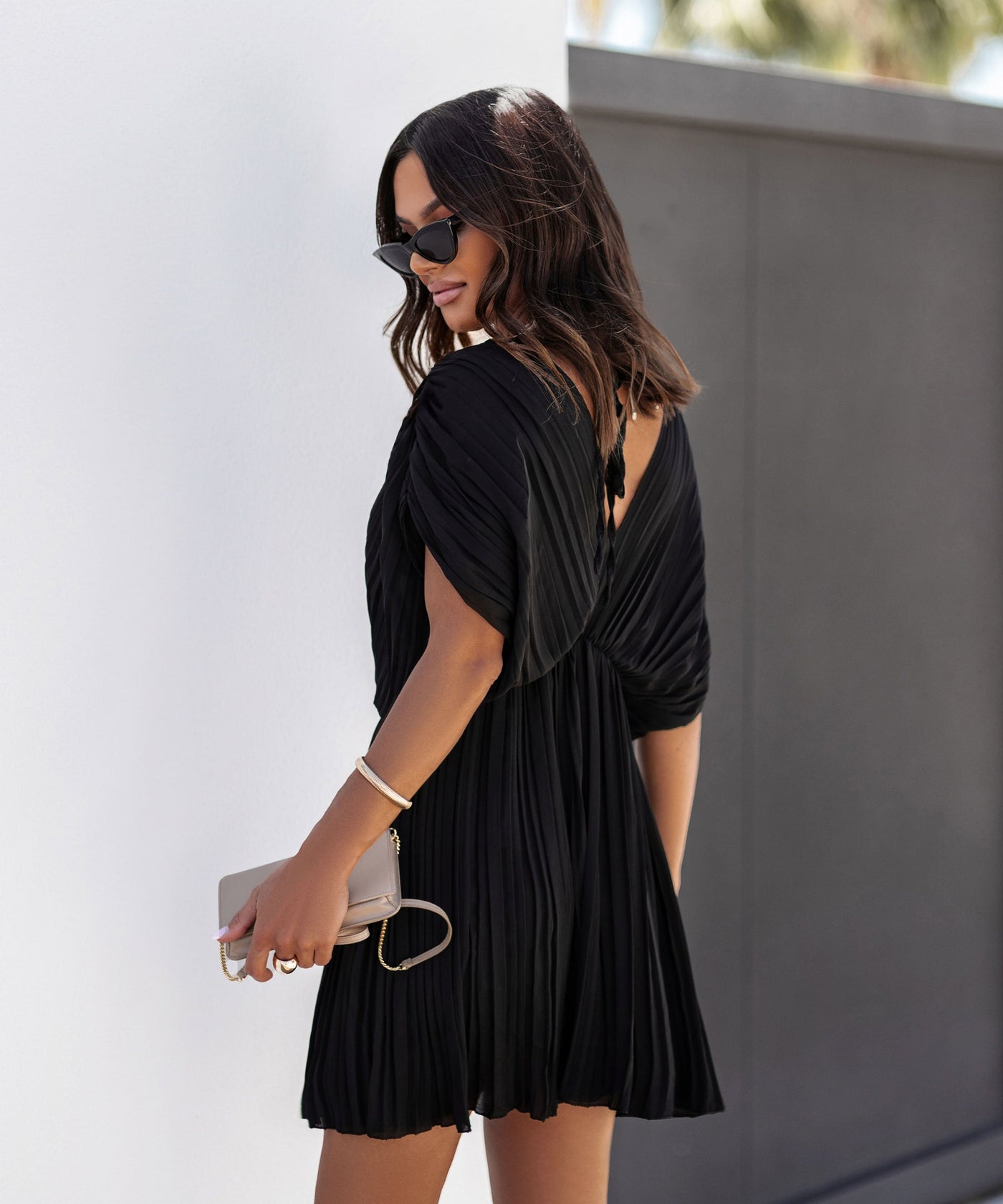 Black Pleated Mini Dress | LouLou Couture