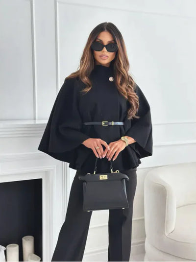 Stylish High Neck Cape Jacket | LouLou Couture