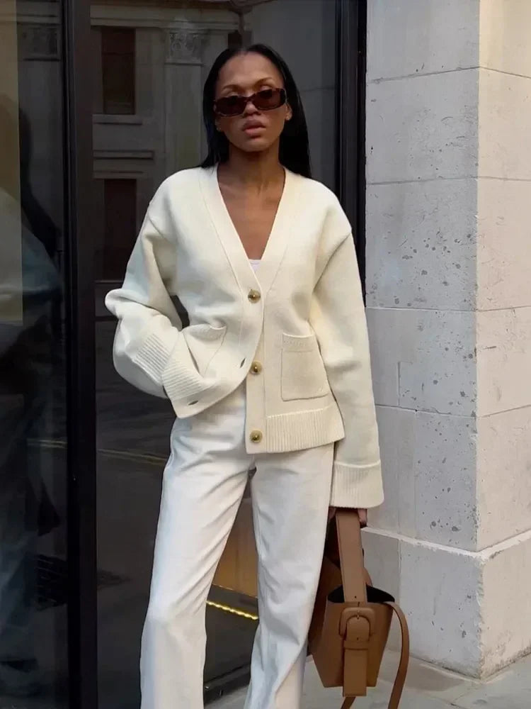 V-Neck Knit Cardigan | LouLou Couture