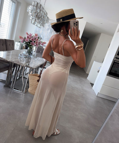 Shiny Beige Dress | LouLou Couture