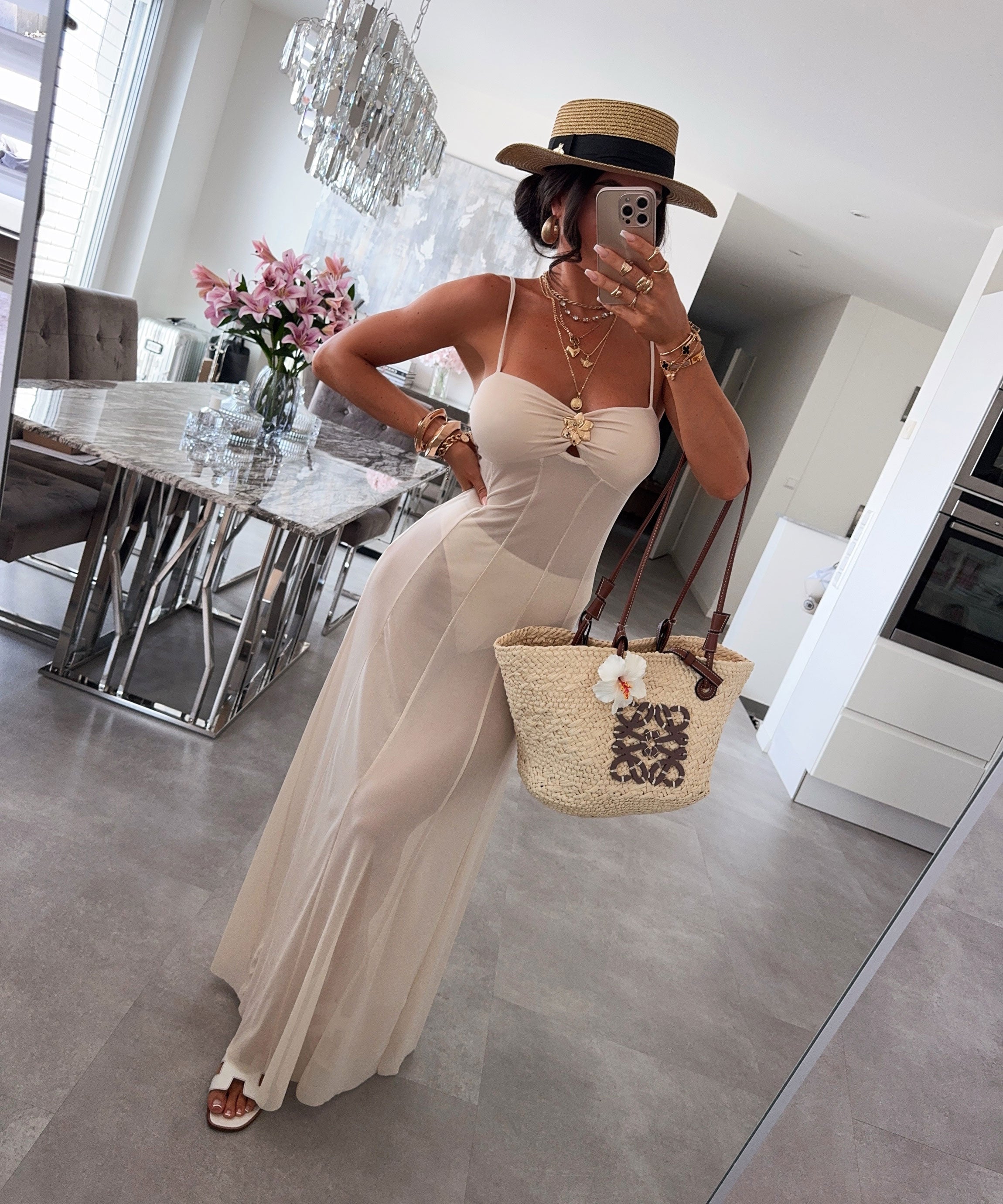 Shiny Beige Dress | LouLou Couture