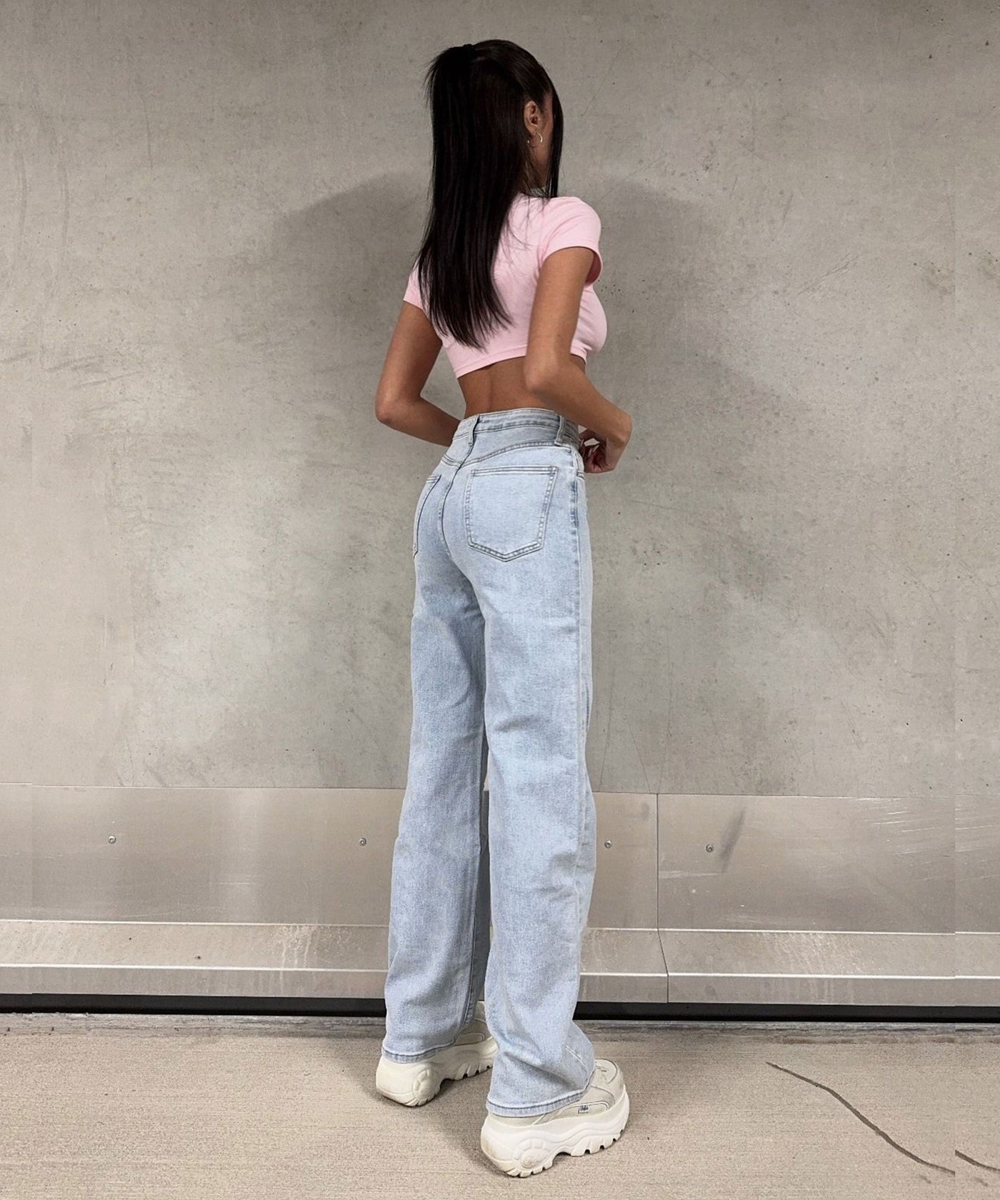 STRETCH WIDE JEANS DETAILS  | LouLou Couture