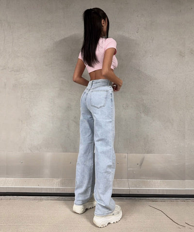 STRETCH WIDE JEANS DETAILS  | LouLou Couture