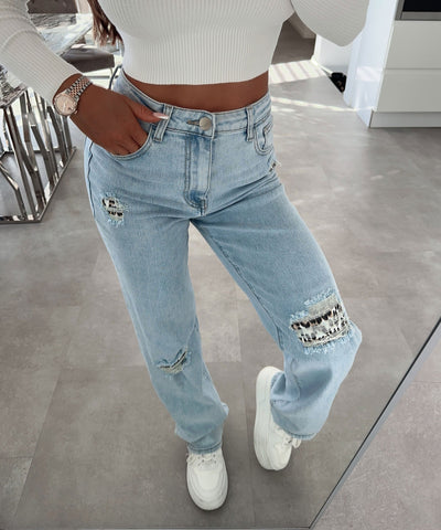 STRETCH WIDE JEANS DETAILS  | LouLou Couture