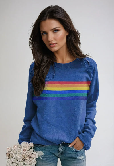 Sweatshirt with Rainbow Print and Long Sleeves | LouLou Couture