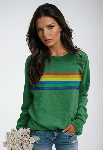 Sweatshirt with Rainbow Print and Long Sleeves | LouLou Couture