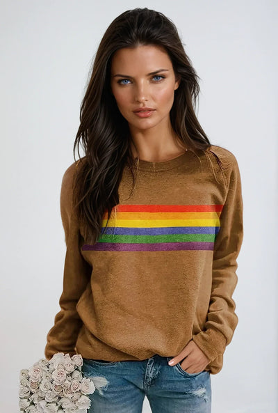 Sweatshirt with Rainbow Print and Long Sleeves | LouLou Couture