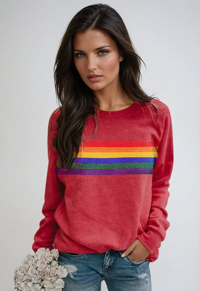 Sweatshirt with Rainbow Print and Long Sleeves | LouLou Couture