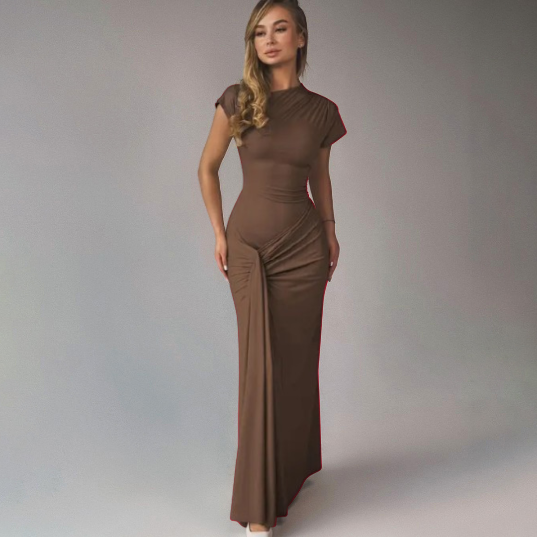 Elegant Wrap Ruched Bodycon Formal Dress | LouLou Couture