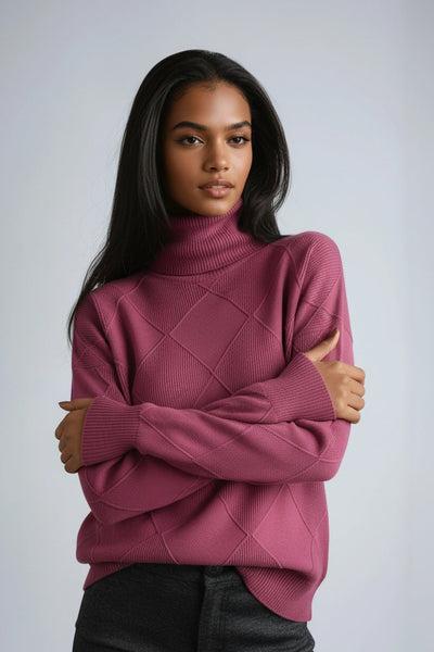 Turtleneck Sweater with Diamond Pattern | LouLou Couture
